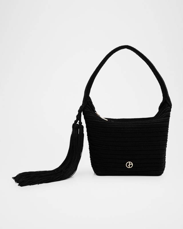 La Prima Mini Tassel Woven Hobo Bag